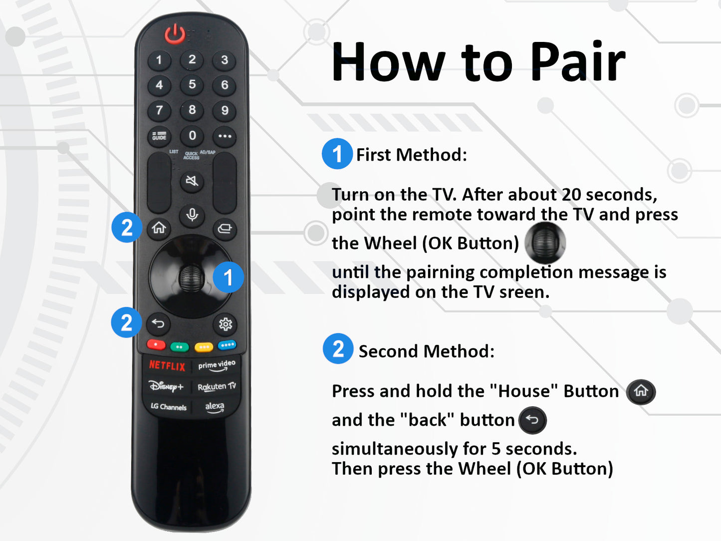 azurano Fernbedienung für LG Universal Magic remote, AN-MR24GA, MR23GA, MR22GA, MR21GA, MR20GA Voice Mouse, OLED NanoCell QNED - Bild 5