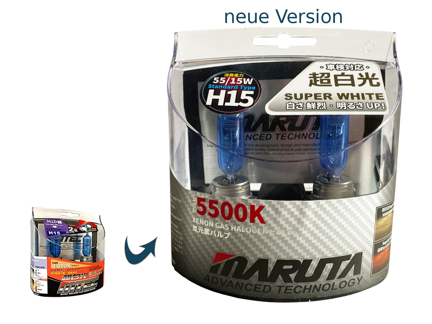 MARUTA SUPER WHITE H15 55/15W Halogenlampe für Fernlicht & Tagfahrlicht, 5500K Xenon-Effekt, langlebige Xenon-Gas Quarzglas Birne, ECE geprüft - Bild 8