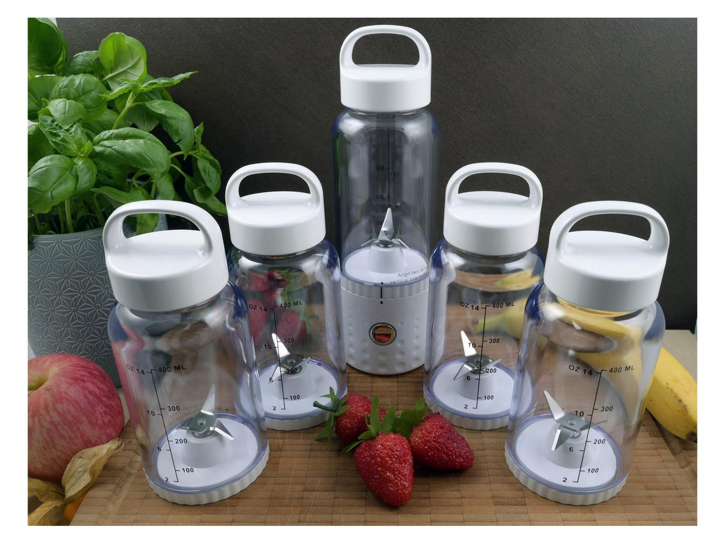 vitaliano tragbarer Smoothie Maker to go im Bundle mit extra Flasche, 500ml, USB, spülmaschinenfest, leichter Mixer für Frische unterwegs, dt. Anleitung - Bild 6