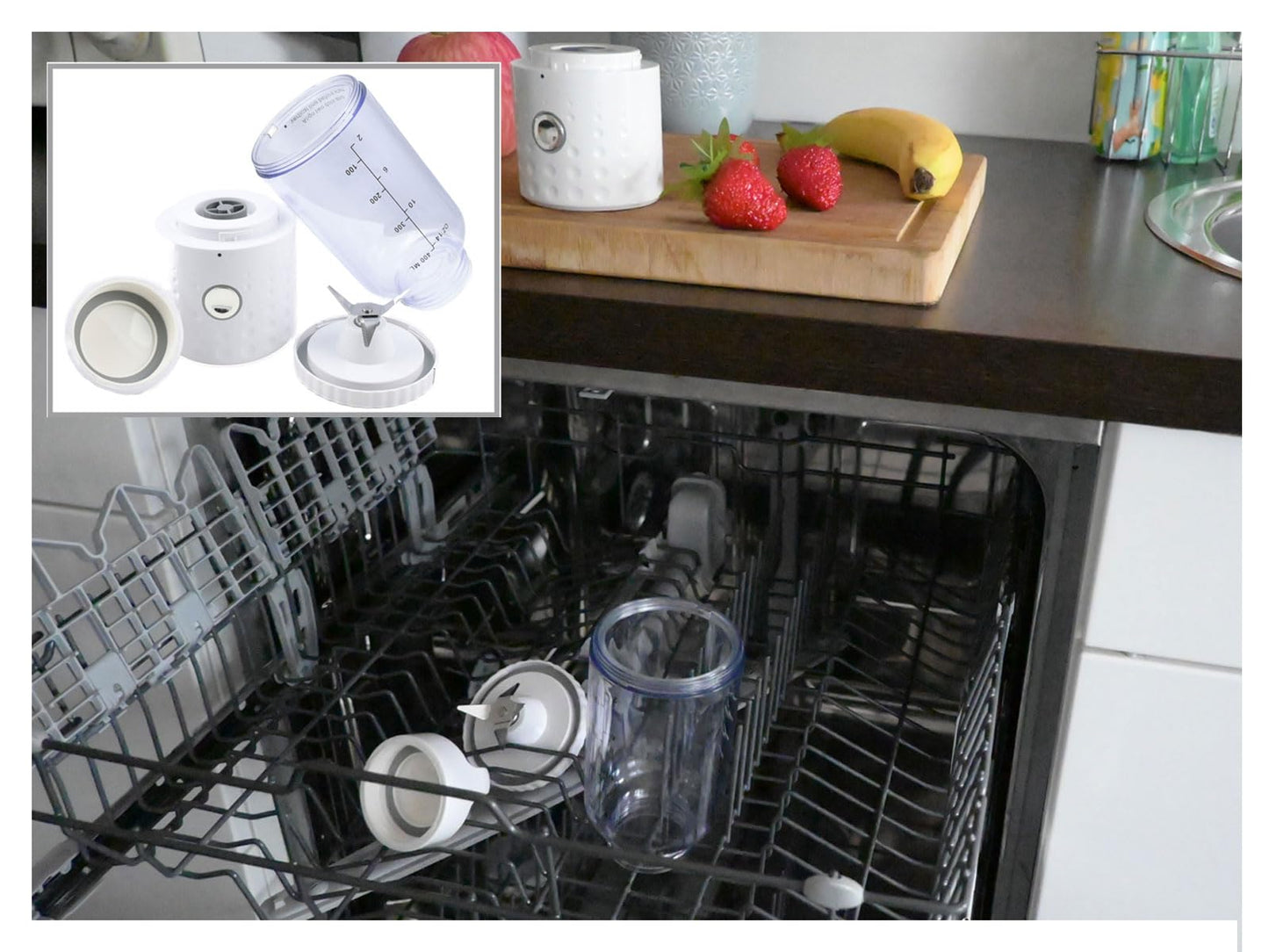 vitaliano tragbarer Smoothie Maker to go, 500ml, wechselbare Flasche, USB, spülmaschinenfest, leichter Mixer für Frische unterwegs, dt. Anleitung - Bild 10