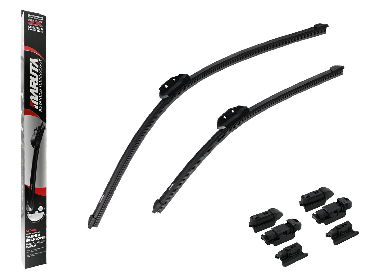 MARUTA Lotus Perl-Effekt Scheibenwischer SET 650 mm / 475 mm (650mm/480mm) - universal - vorne, Aero-dynamik optimierte Wischerblätter aus exklusiver Silikon / Gummimischung (made in Japan) - Bild 1