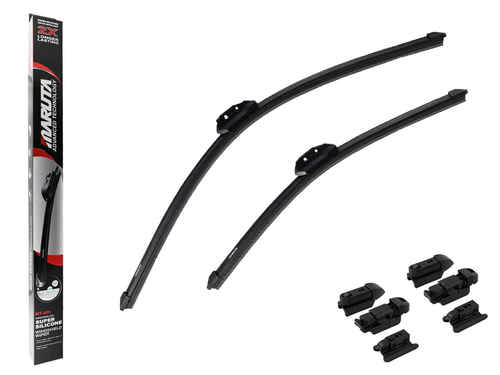 MARUTA Lotus Perl-Effekt Scheibenwischer SET 650 mm / 475 mm (650mm/480mm) - universal - vorne, Aero-dynamik optimierte Wischerblätter aus exklusiver Silikon / Gummimischung (made in Japan) - Bild 1