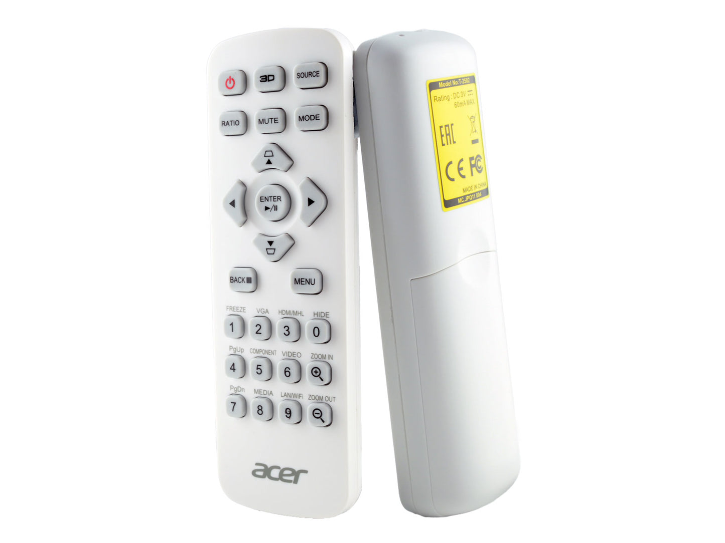 ACER Original Fernbedienung MC.JPQ11.004, T-2502 - X1623H, H6555BDKi, X1526HK, X1527H, SUB -> black MC.JPQ11.003, T-2501 - H6512BD H6521ABD H6521BD H6540BD H6545BD ... - Bild 1