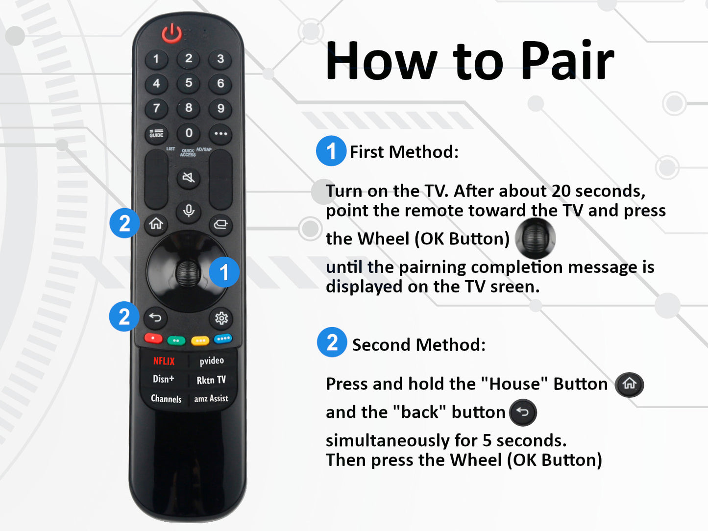 azurano Fernbedienung für LG Universal Magic remote, AN-MR24GA, MR23GA, MR22GA, MR21GA, MR20GA Voice Mouse, OLED NanoCell QNED - Bild 6