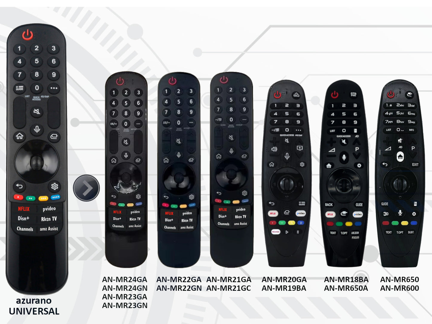 azurano Universal Fernbedienung für alle LG Magic Remote 2024 - 2015 OLED NanoCell QNED 8K 4K UHD HD TV - OHNE Maus & Sprache - MR24GA MR23GA MR22GA & GN MR21GA MR20GA MR19BA MR18BA MR650A MR650 MR600 - Bild 2