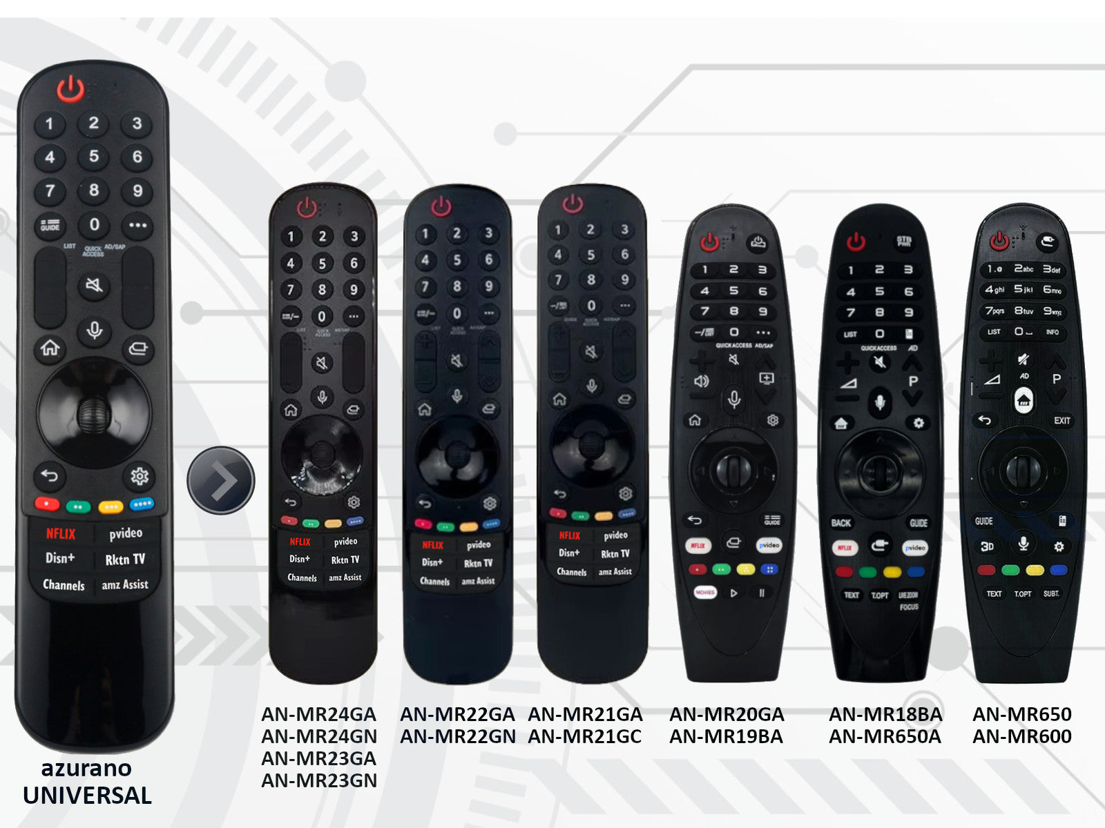 azurano Universal Fernbedienung für alle LG Magic Remote 2024 - 2015 OLED NanoCell QNED 8K 4K UHD HD TV - OHNE Maus & Sprache - MR24GA MR23GA MR22GA & GN MR21GA MR20GA MR19BA MR18BA MR650A MR650 MR600 - Bild 2