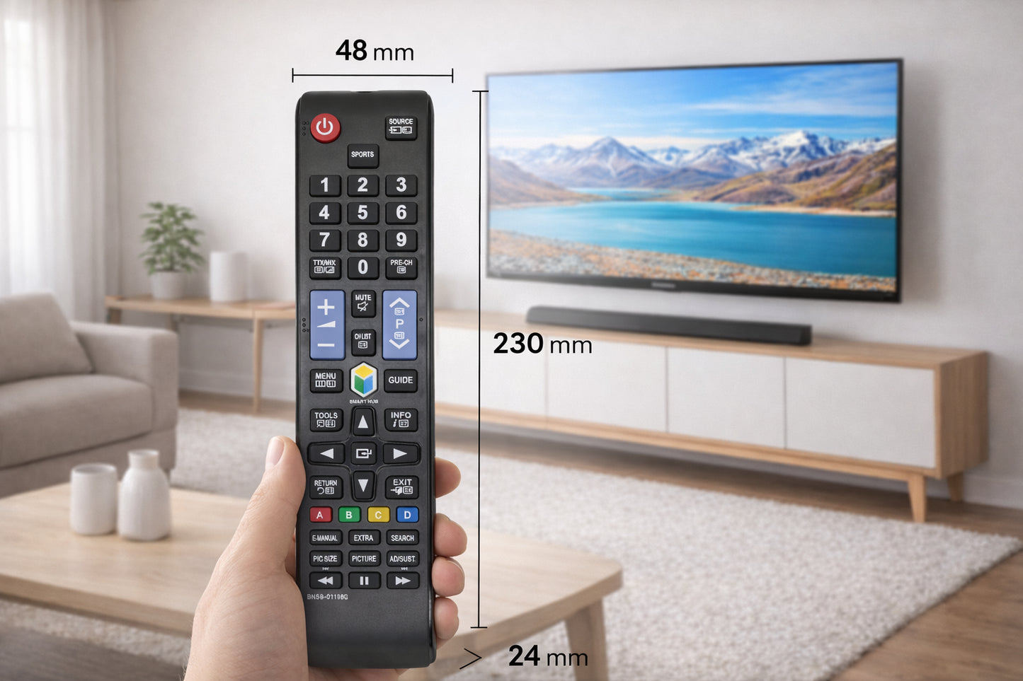 Universal Ersatz Fernbedienung für SAMSUNG - kompatibel mit allen 2012-2019 SAMSUNG LED LCD 3D Smart TV - BN59-01198Q, BN5901198Q, TM1250A - Bild 3