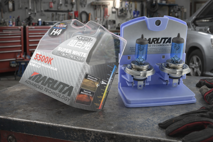 MARUTA SUPER WHITE H4 60/55W Halogenlampe für Abblendlicht, Fernlicht, 5500K Xenon-Effekt, langlebige hochwertige Xenon-Gas Quarzglas Birne, ECE Prüfzeichen - designed in Japan! - Bild 3