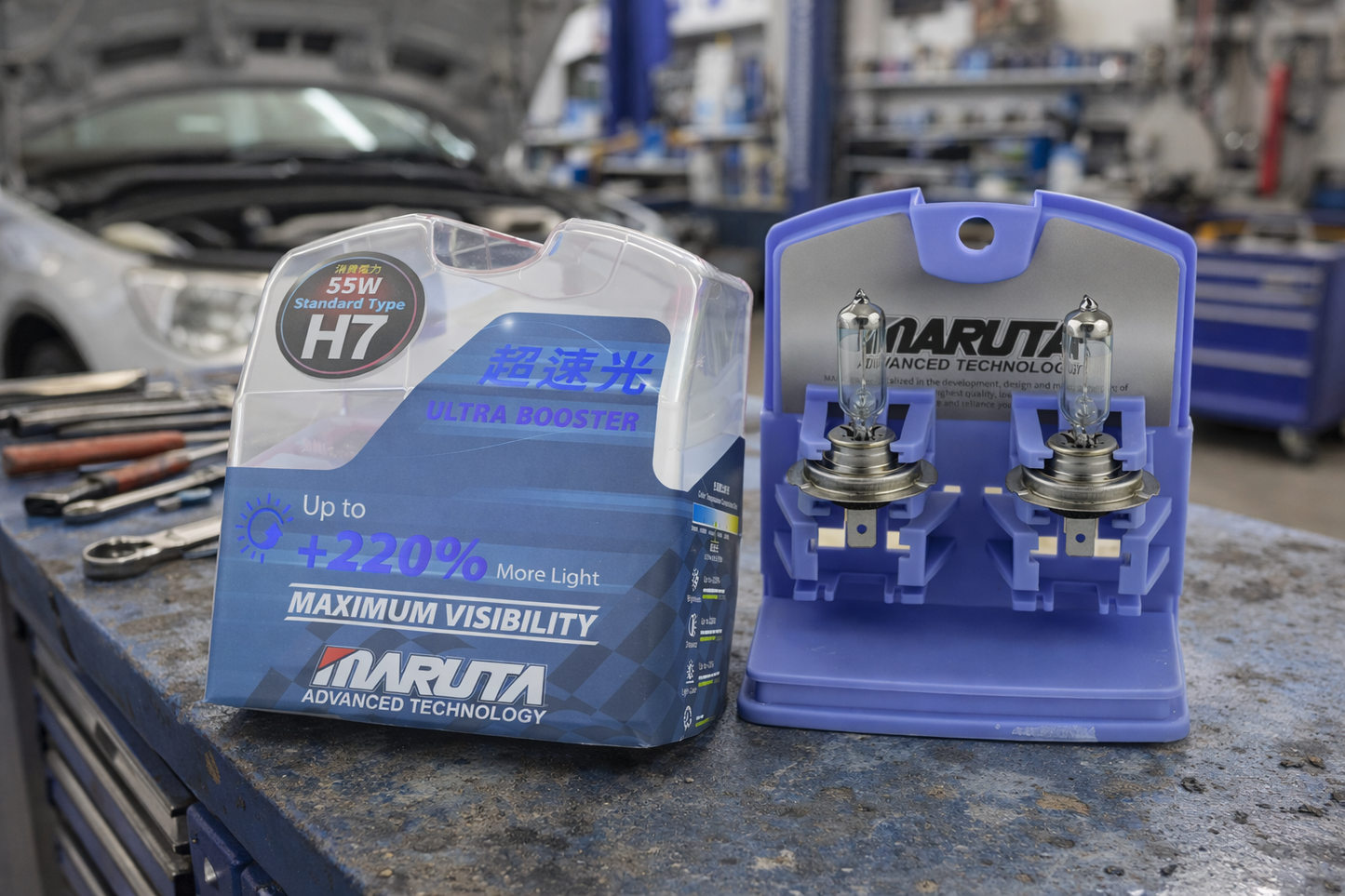 MARUTA H7 55W ULTRA BOOSTER - 220% Maximum Visibility - designed in Japan - Scheinwerfer, Abblendlicht, langlebige hochwertige Xenon-Gas Quarzglas Birne, ECE Prüfzeichen - Bild 3
