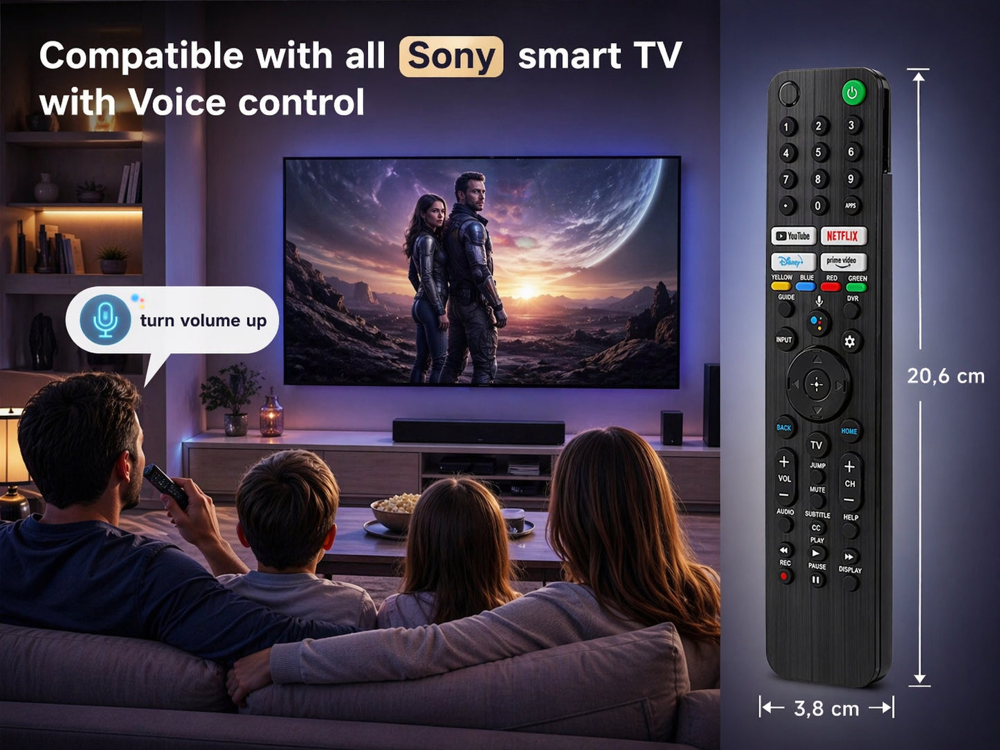 azurano Fernbedienung für SONY RMF-TX, Voice Remote - Universal for all SONY OLED QLED LED 8K 4K Bravia smart TV - Bild 4