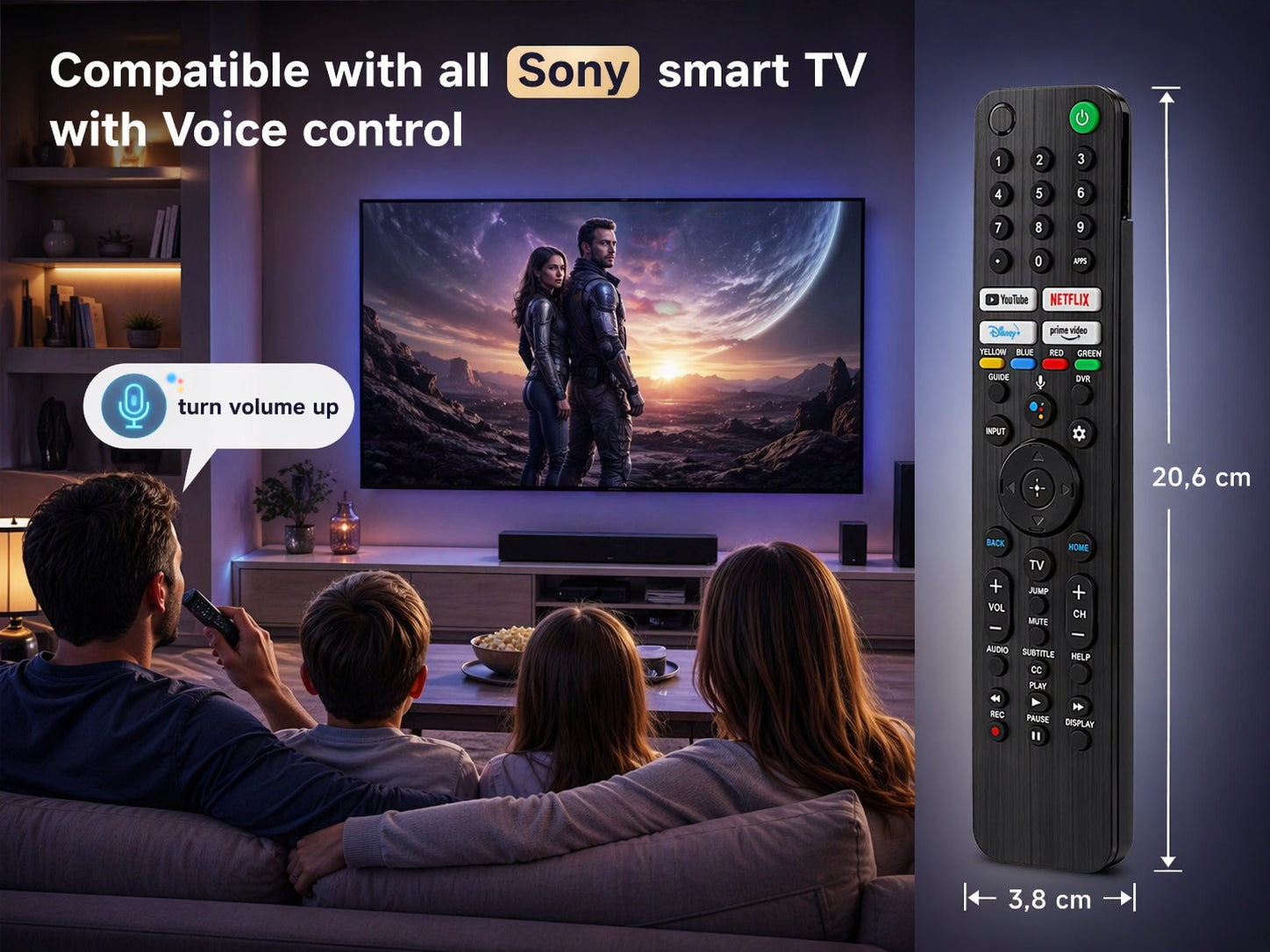 azurano Fernbedienung für SONY RMF-TX, Voice Remote - Universal for all SONY OLED QLED LED 8K 4K Bravia smart TV - Bild 4