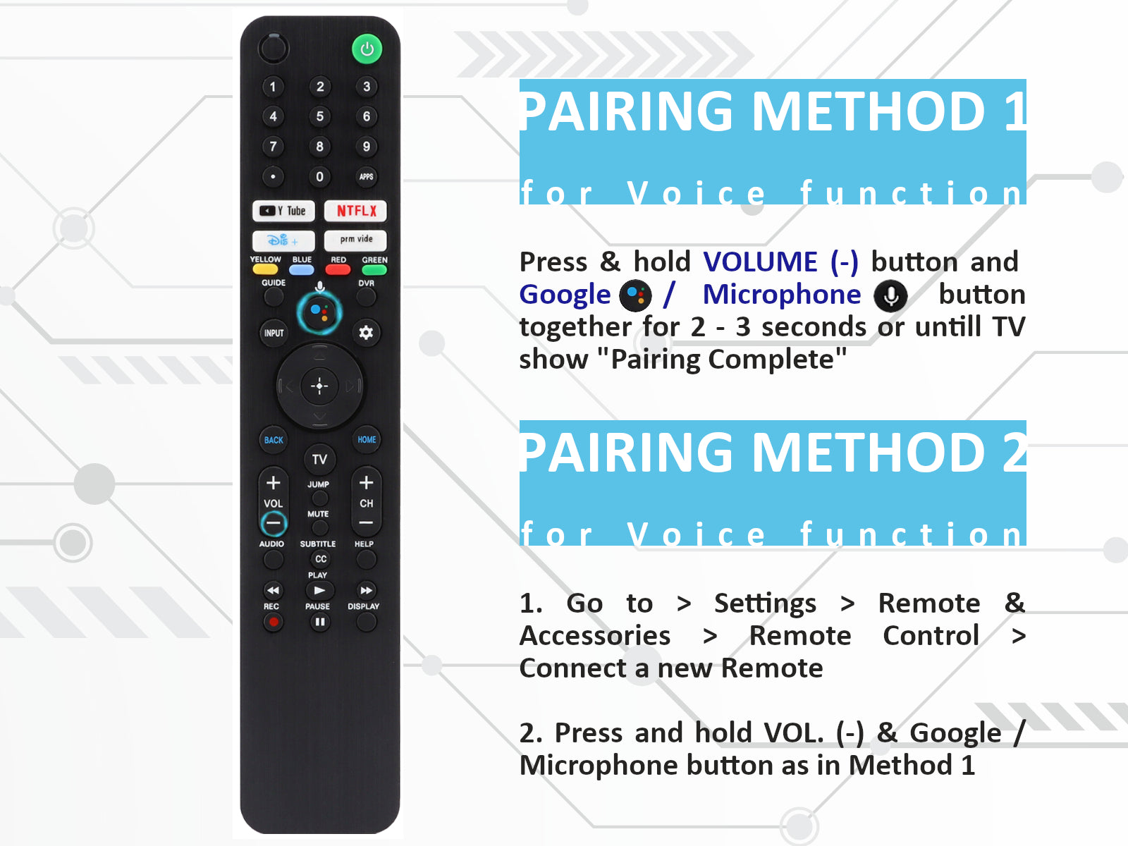 azurano Fernbedienung für SONY RMF-TX, Voice Remote - Universal for all SONY OLED QLED LED 8K 4K Bravia smart TV - Bild 6