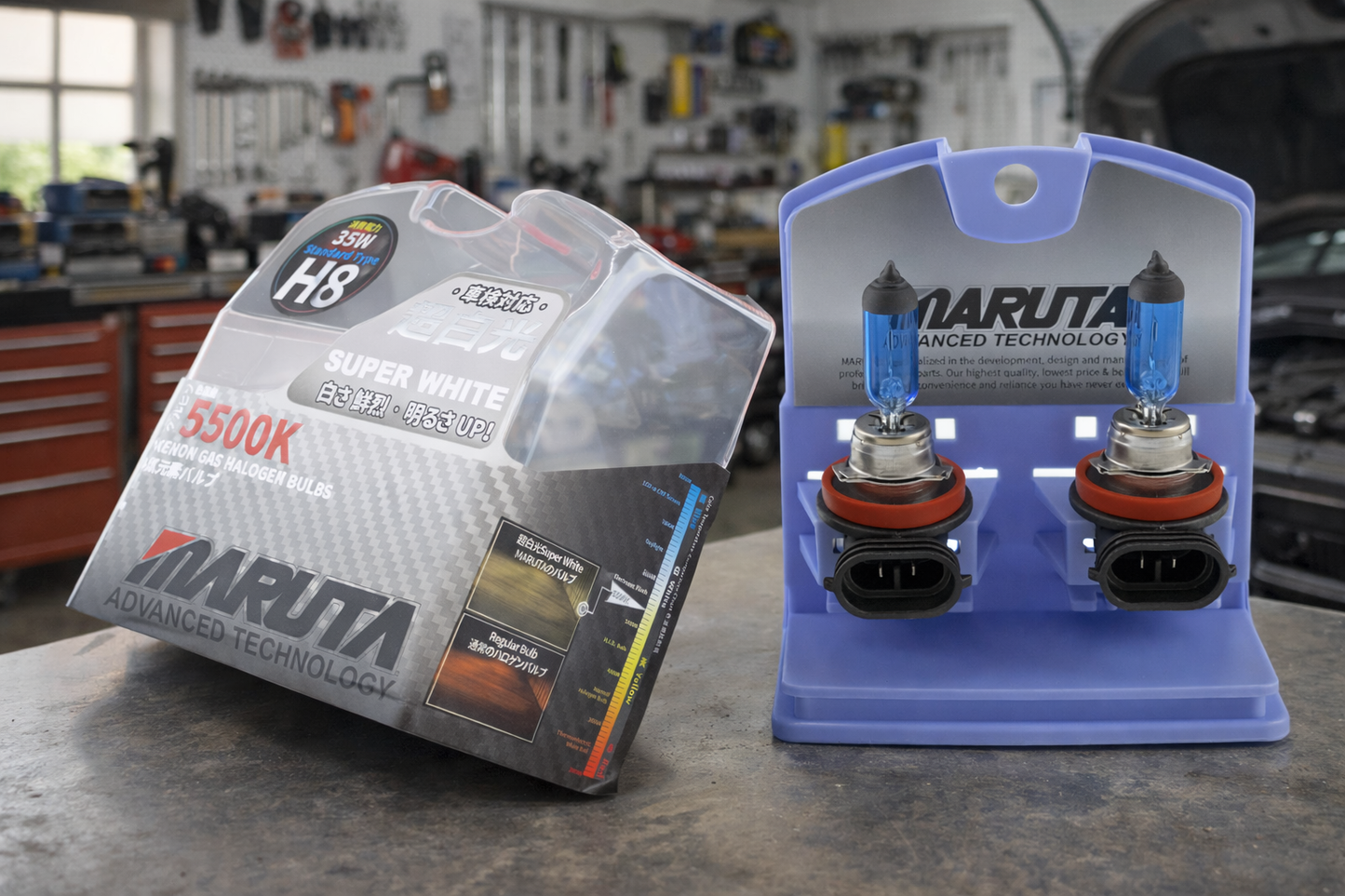 MARUTA SUPER WHITE H8 35W Halogenlampe für Nebelscheinwerfer, Tagfahrlicht, 5500K Xenon-Effekt, langlebige hochwertige Xenon-Gas Quarzglas Birne, ECE Prüfzeichen - Bild 3