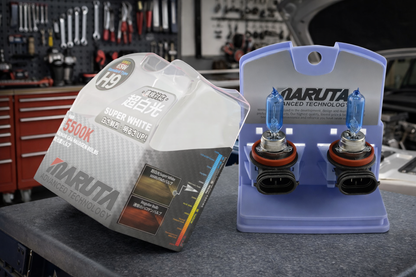 MARUTA SUPER WHITE H9 12V 65W 5500K Xenon-Effekt Halogenlampe - designed in Japan - für Scheinwerfer, Fern-, Nebel-, Tagfahrlicht, langlebige hochwertige Xenon-Gas Quarzglas Birne, ECE Prüfzeichen - Bild 3