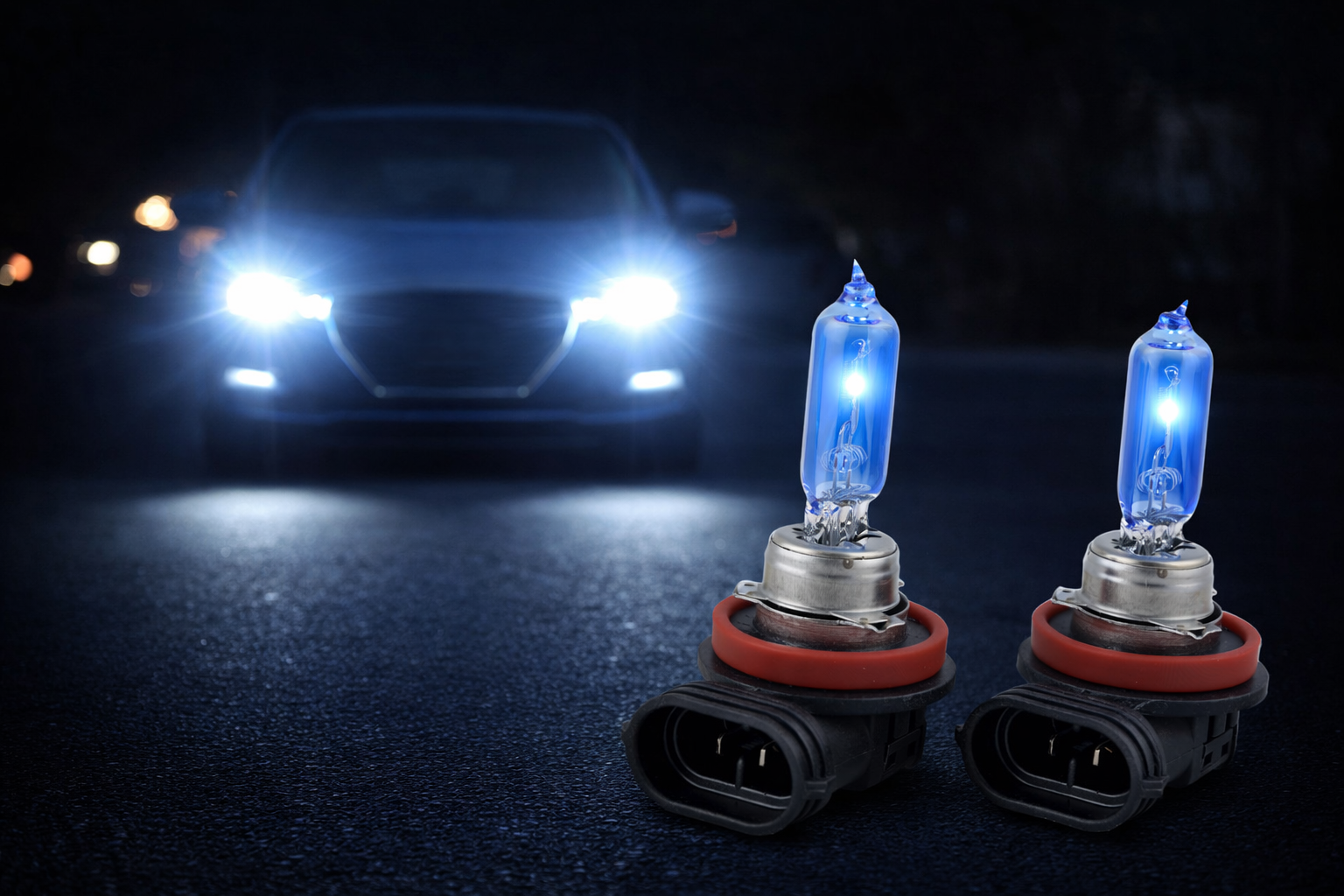 MARUTA SUPER WHITE H9 12V 65W 5500K Xenon-Effekt Halogenlampe - designed in Japan - für Scheinwerfer, Fern-, Nebel-, Tagfahrlicht, langlebige hochwertige Xenon-Gas Quarzglas Birne, ECE Prüfzeichen - Bild 2