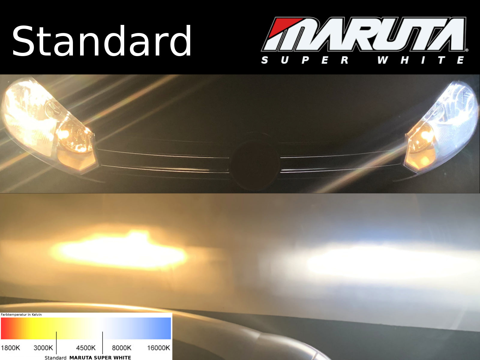 MARUTA SUPER WHITE H4 60/55W Halogenlampe für Abblendlicht, Fernlicht, 5500K Xenon-Effekt, langlebige hochwertige Xenon-Gas Quarzglas Birne, ECE Prüfzeichen - designed in Japan! - Bild 5