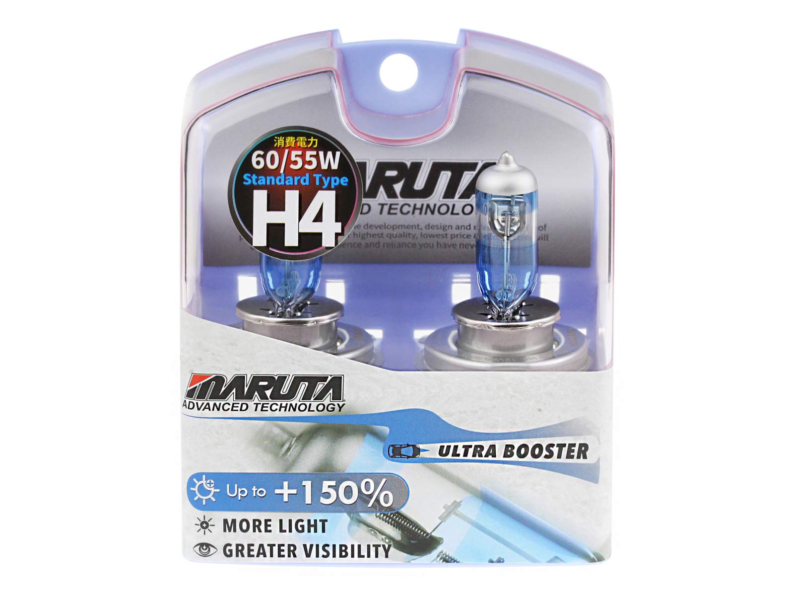 MARUTA ULTRA BOOSTER H4 60/55W +150% Helligkeit, Halogenlampe für Scheinwerfer, Abblendlicht, Fernlicht, 3800K langlebige Xenon-Gas Birne mit hochwertigem Quarzglas & Straßenzulassung (ECE Prüfzeichen) - Bild 9