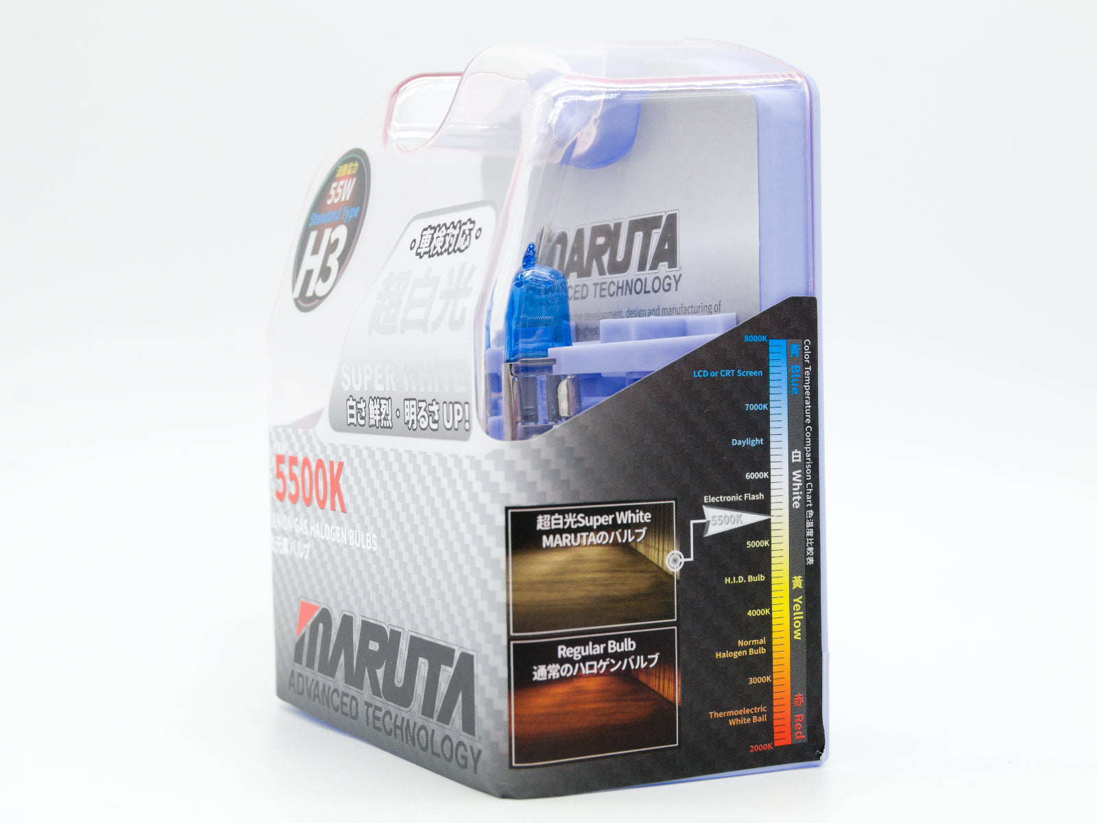 MARUTA SUPER WHITE H3 55W Halogenlampe Nebelscheinwerfer Tagfahrlicht 5500K Xenon-Effekt Quarzglas ECE (E4) - Bild 3