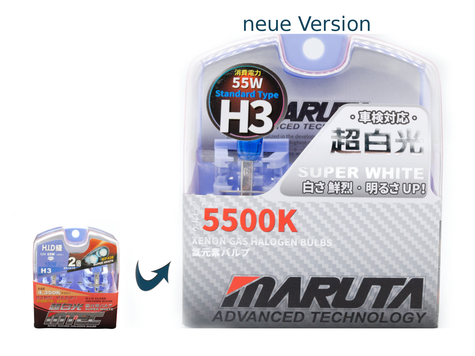 MARUTA SUPER WHITE H3 55W Halogenlampe Nebelscheinwerfer Tagfahrlicht 5500K Xenon-Effekt Quarzglas ECE (E4) - Bild 6