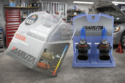 MARUTA SUPER WHITE 9005 / HB3 65W Halogenlampe für Scheinwerfer, Abblendlicht, 5500K Xenon-Effekt, langlebige hochwertige Xenon-Gas Quarzglas Birne, ECE Prüfzeichen - designed in Japan! - Bild 3