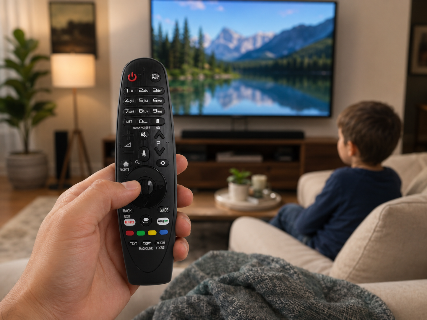 azurano Fernbedienung Magic Remote AN-MR650A, AKB75075301 für 2017 LG Smart TV mit Sprachsteuerung, Mausfunktion, Direktasten für Netflix & Amazon Video – Bild 2