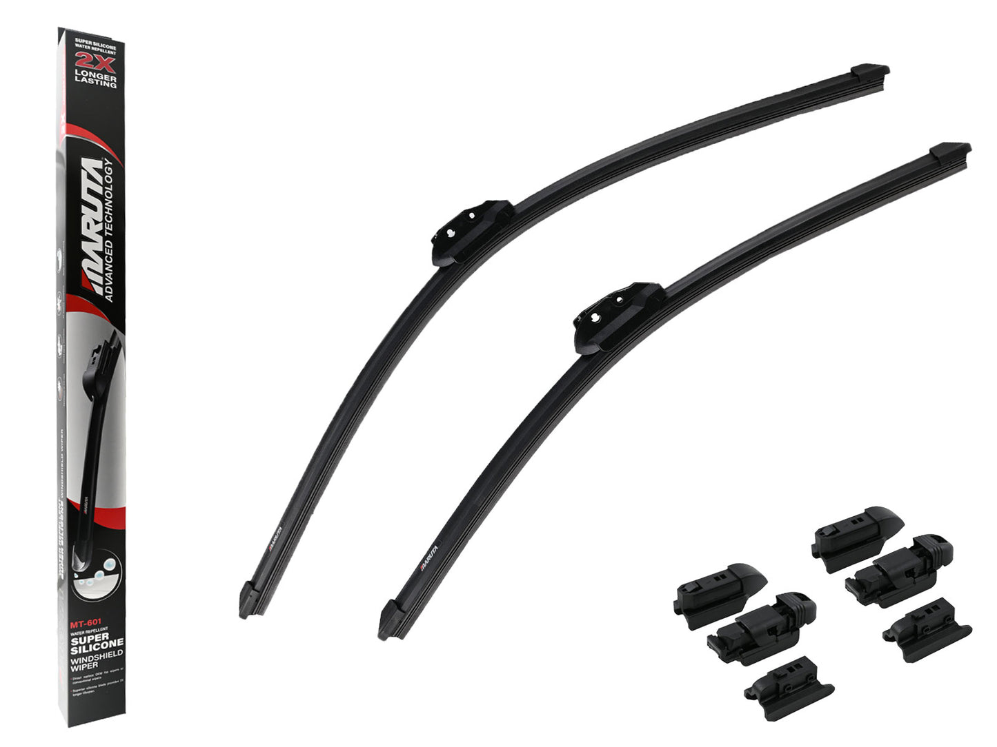 MARUTA Lotus Perl-Effekt Scheibenwischer SET 650 mm / 525mm (650mm/530mm) - universal - vorne, Aero-dynamik optimierte Wischerblätter aus exklusiver Silikon / Gummimischung (made in Japan) - Bild 1