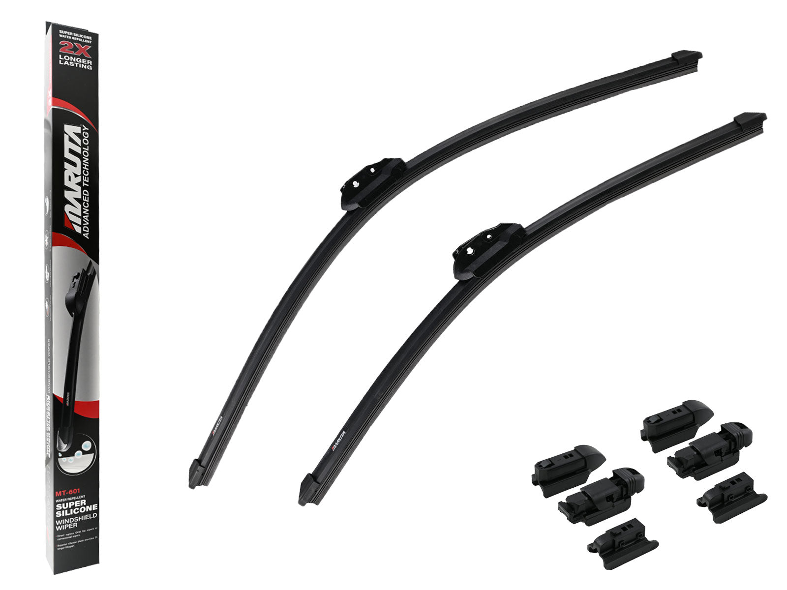 MARUTA Lotus Perl-Effekt Scheibenwischer SET 650 mm / 525mm (650mm/530mm) - universal - vorne, Aero-dynamik optimierte Wischerblätter aus exklusiver Silikon / Gummimischung (made in Japan) - Bild 1