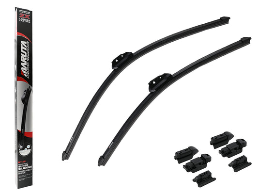 MARUTA Lotus Perl-Effekt Scheibenwischer SET 650 mm / 525mm (650mm/530mm) - universal - vorne, Aero-dynamik optimierte Wischerblätter aus exklusiver Silikon / Gummimischung (made in Japan) - Bild 1
