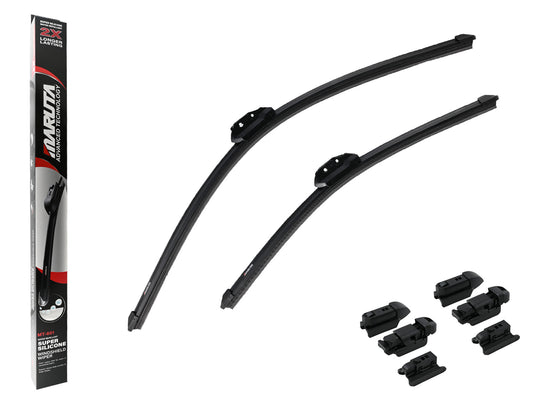 MARUTA Lotus Perl-Effekt Scheibenwischer SET 650 mm / 475 mm (650mm/480mm) - universal - vorne, Aero-dynamik optimierte Wischerblätter aus exklusiver Silikon / Gummimischung (made in Japan) - Bild 1