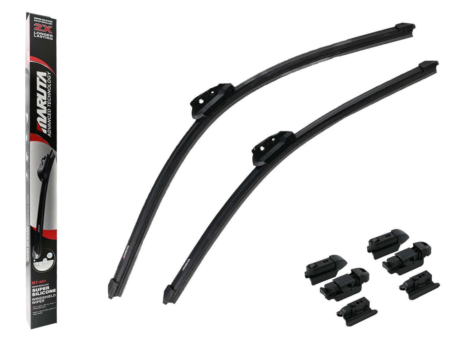 MARUTA Lotus Perl-Effekt Scheibenwischer SET 600 mm / 525 mm (600mm/530mm) - universal - vorne, Aero-dynamik optimierte Wischerblätter aus exklusiver Silikon / Gummimischung (made in Japan) - Bild 1