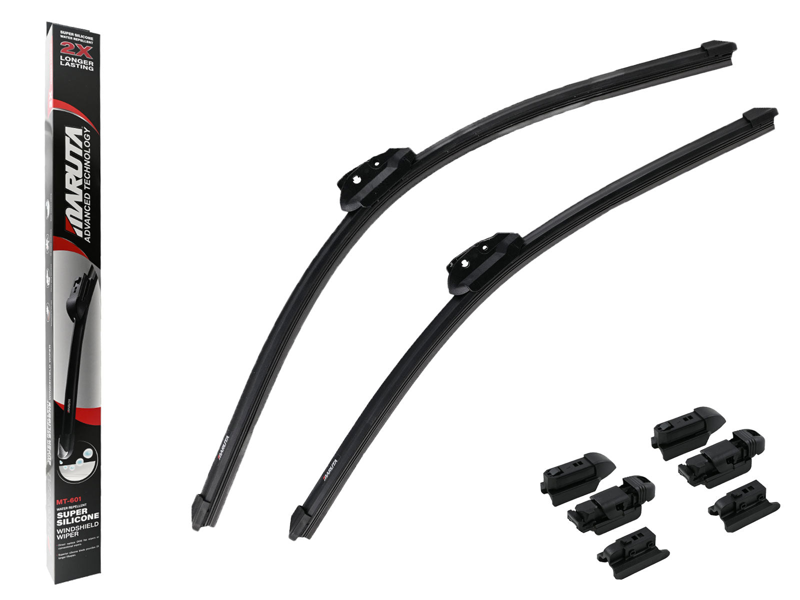 MARUTA Lotus Perl-Effekt Scheibenwischer SET 600 mm / 525 mm (600mm/530mm) - universal - vorne, Aero-dynamik optimierte Wischerblätter aus exklusiver Silikon / Gummimischung (made in Japan) - Bild 1