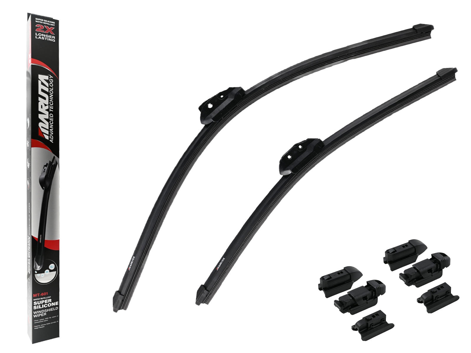 MARUTA Lotus Perl-Effekt Scheibenwischer SET 600 mm / 475 mm (600mm/480mm) - universal - vorne, Aero-dynamik optimierte Wischerblätter aus exklusiver Silikon / Gummimischung (made in Japan) - Bild 1