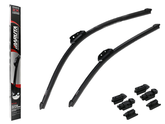 MARUTA Lotus Perl-Effekt Scheibenwischer SET 600 mm / 475 mm (600mm/480mm) - universal - vorne, Aero-dynamik optimierte Wischerblätter aus exklusiver Silikon / Gummimischung (made in Japan) - Bild 1