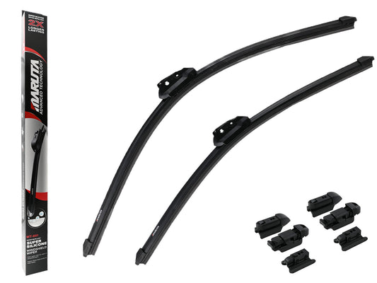 MARUTA Lotus Perl-Effekt Scheibenwischer SET 550 mm / 525 mm (550mm / 530mm) - universal - vorne, Aero-dynamik optimierte Wischerblätter aus exklusiver Silikon / Gummimischung (made in Japan) - Bild 1