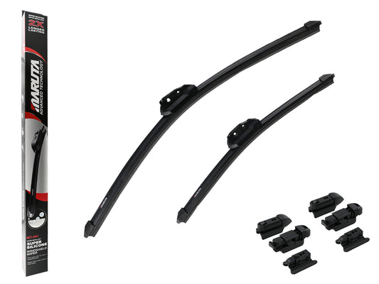 MARUTA Lotus Perl-Effekt Scheibenwischer SET 525mm / 375mm (530mm/380mm) - universal - vorne, Aero-dynamik optimierte Wischerblätter aus exklusiver Silikon / Gummimischung (made in Japan) - Bild 1
