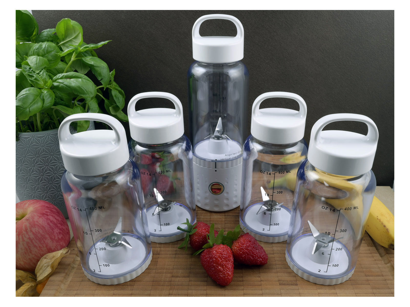 vitaliano tragbarer Smoothie Maker to go, 500ml, wechselbare Flasche, USB, spülmaschinenfest, leichter Mixer für Frische unterwegs, dt. Anleitung - Bild 3